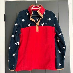 Simply Southern Patriotic Red and Navy Star Button up Turtleneck Fleece